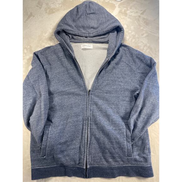 Everlane Mens Hooded Zip Up Heather Blue Sweater XL - Picture 5 of 10